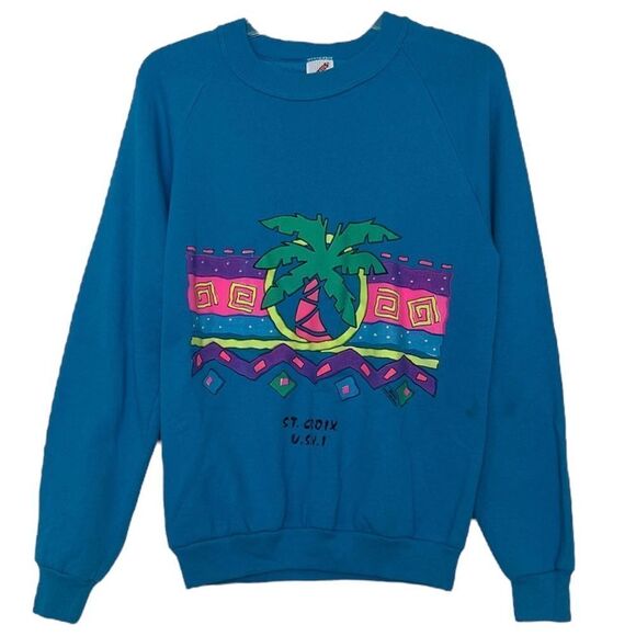 Jerzees Other - Jerzees Sweatshirt Vintage 90s Crew Neck St Croix Bright Neon Made in USA Medium